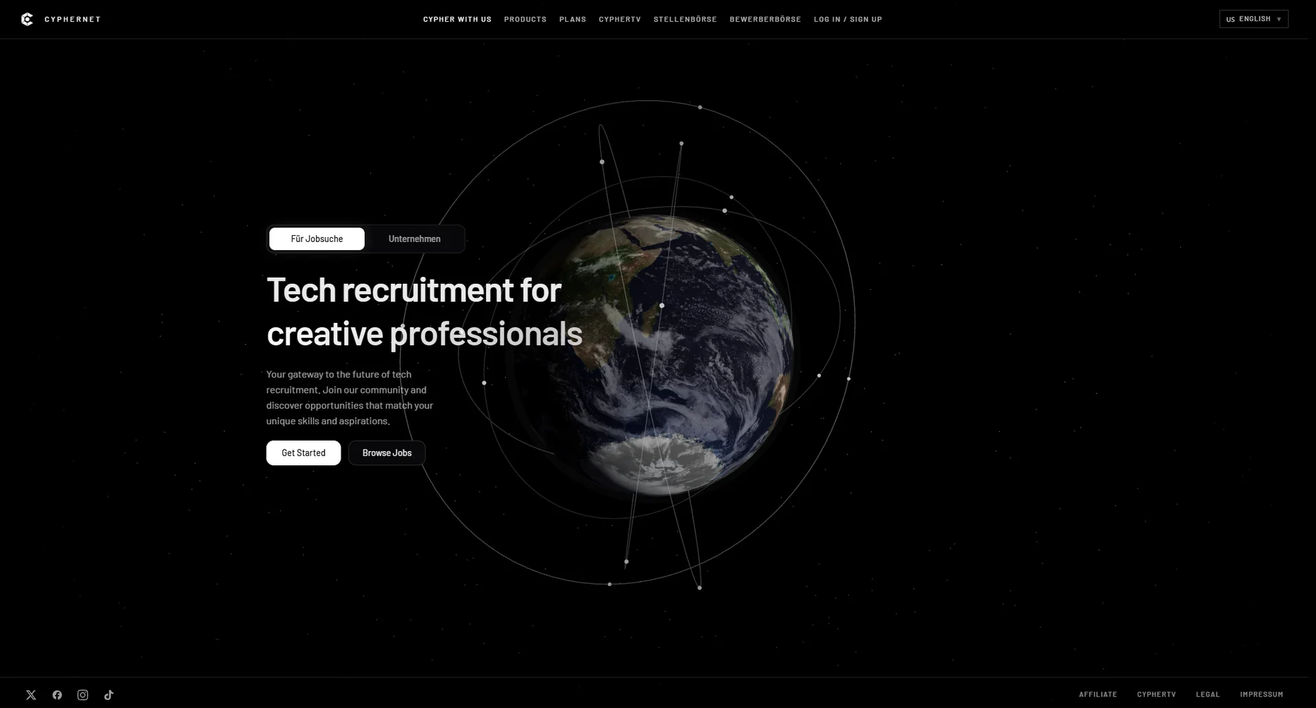 Screenshot der Cyphernet Personal-Management-Anwendung