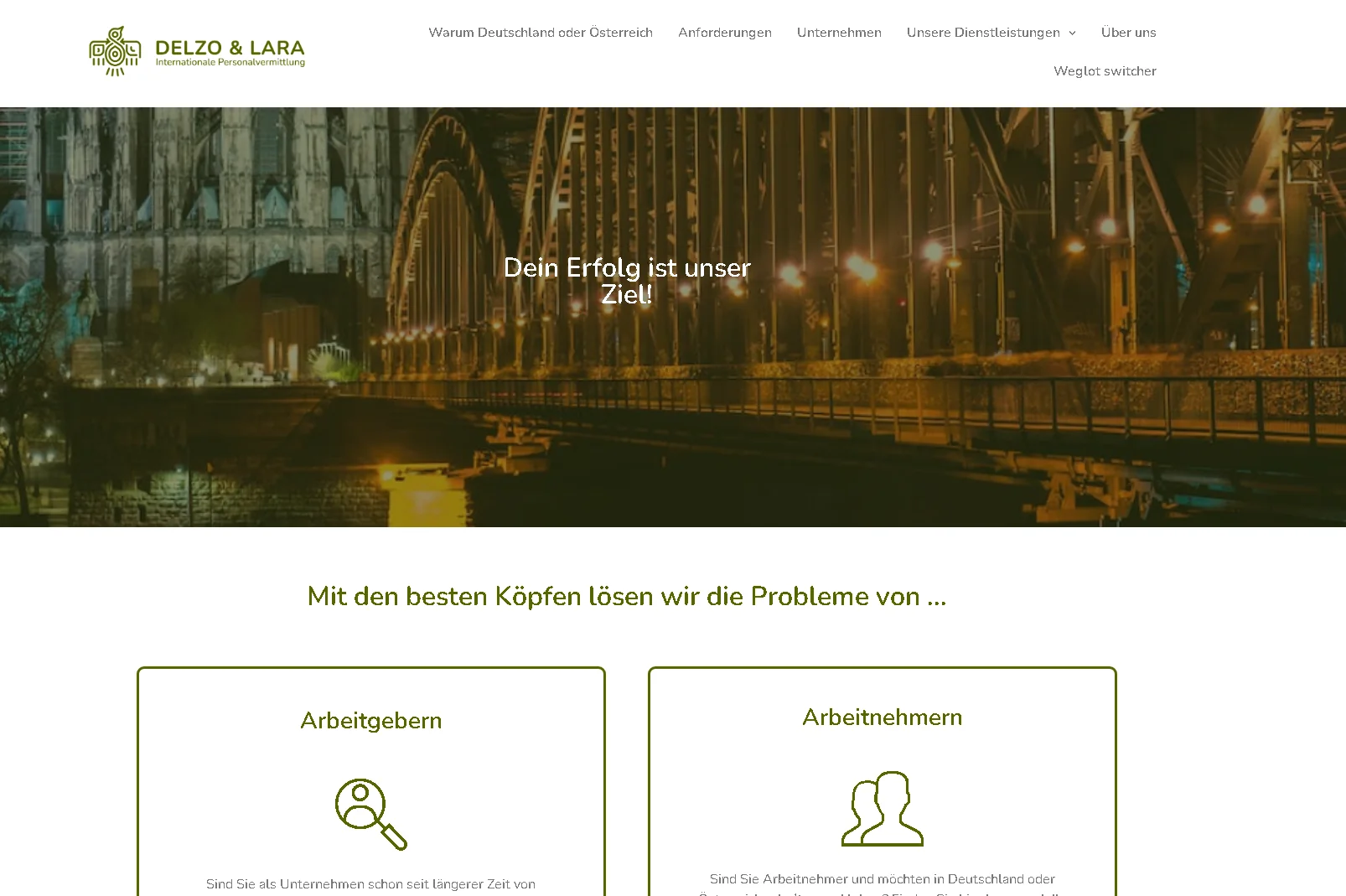 Screenshot der Website von Delzo und Lara